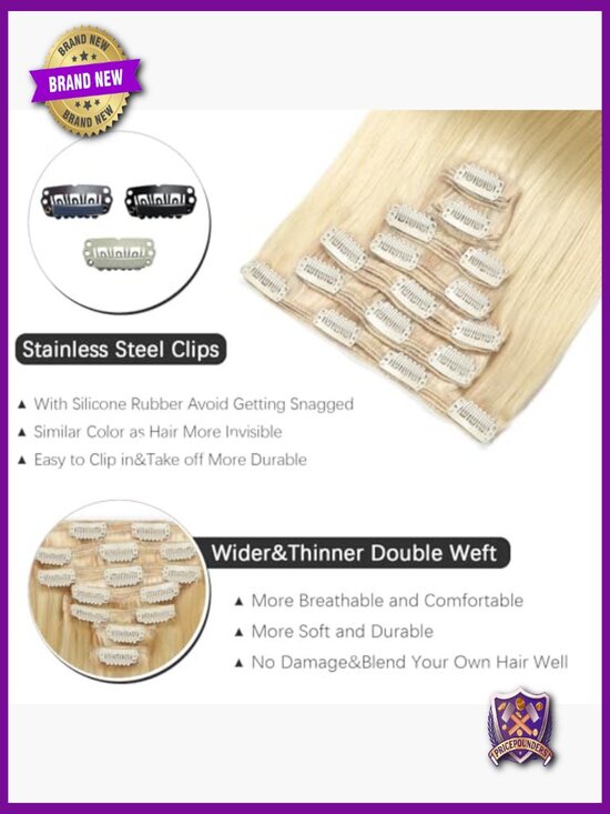 Clip in Hair Extensions Real Human Hair - 130g 14 inch 7pcs Straight Premium main image 5